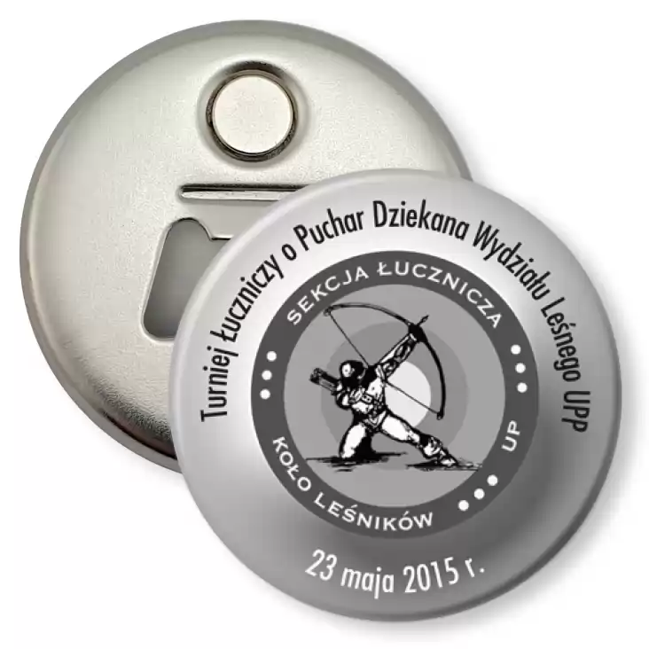 przypinka otwieracz-magnes Turniej Łuczniczy 2015