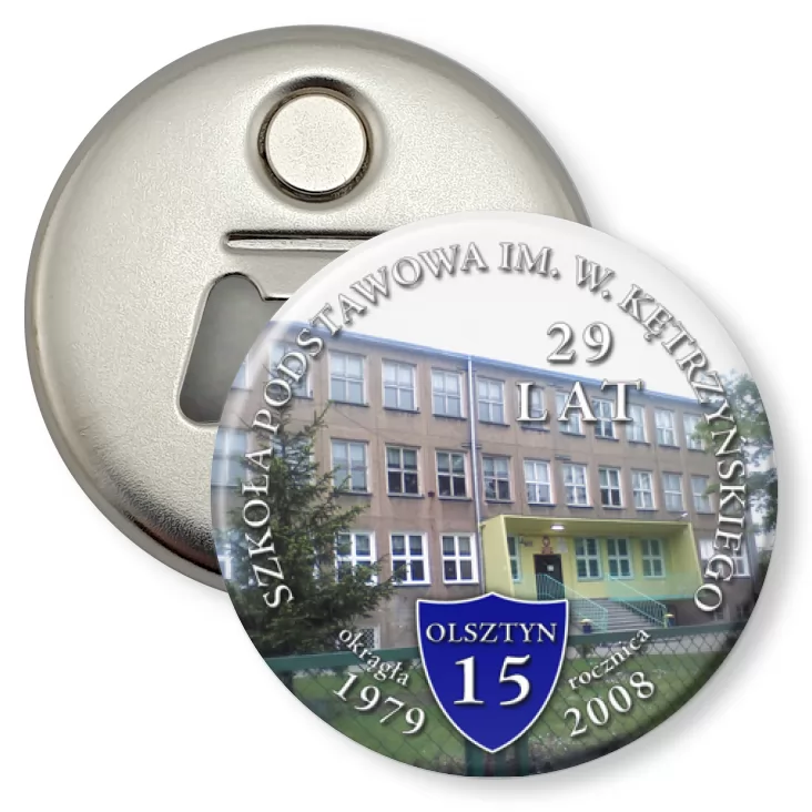 przypinka otwieracz-magnes Szkoła nr 15 Olsztyn