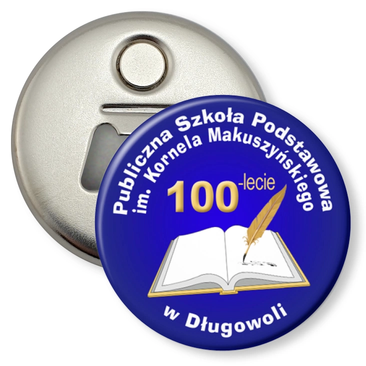 przypinka otwieracz-magnes Szkoła Podstawowa w Długowoli