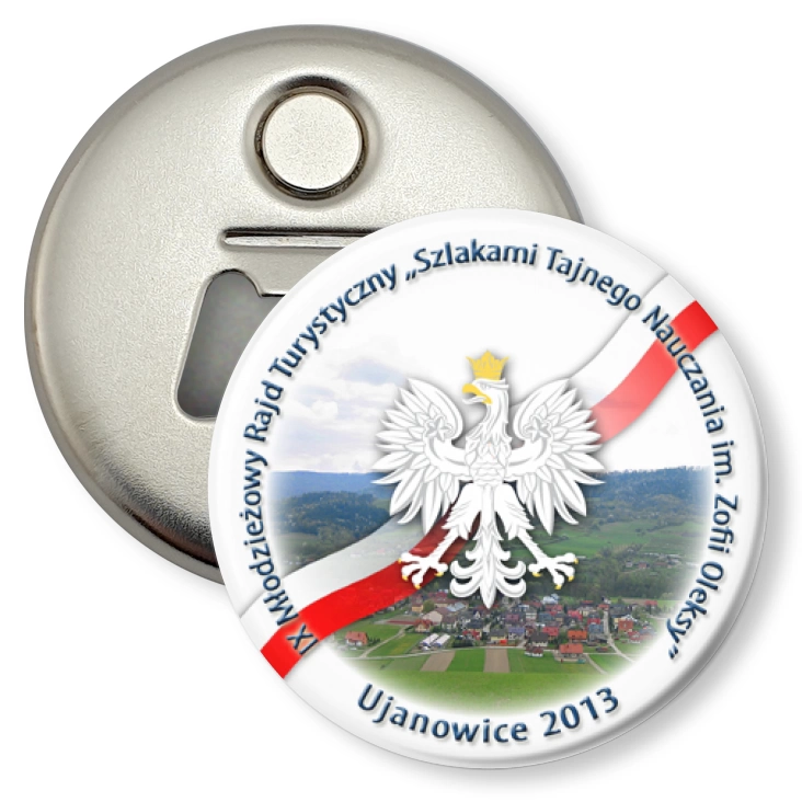 przypinka otwieracz-magnes Szlakami Tajnego Nauczania im. Zofii Oleksy 2013
