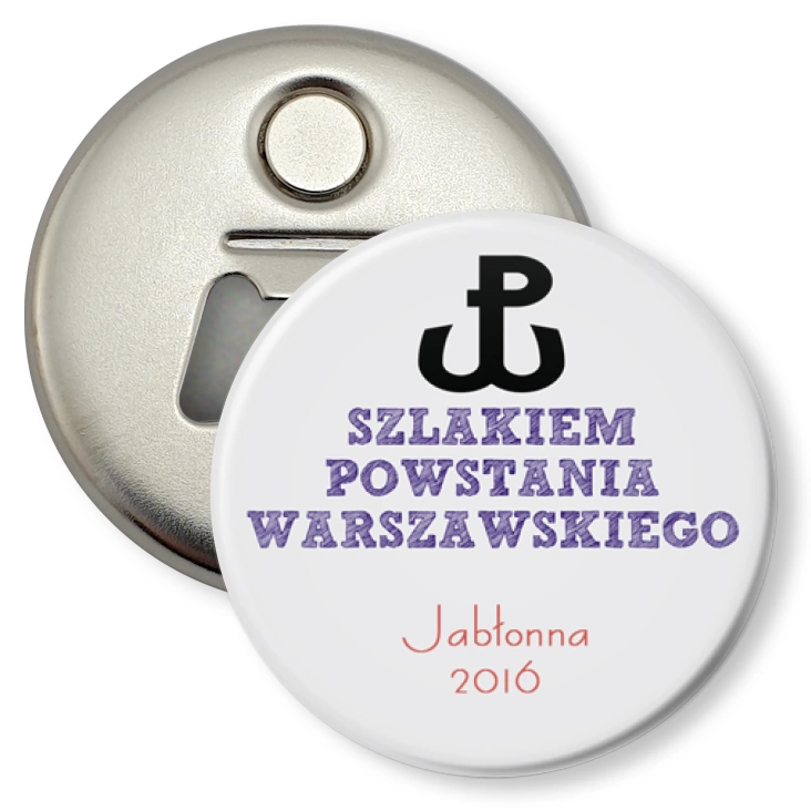 przypinka otwieracz-magnes Szlakiem Powstania Warszawskiego