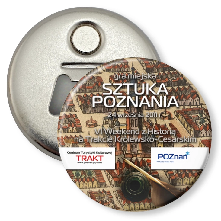 przypinka otwieracz-magnes Sztuka Poznania