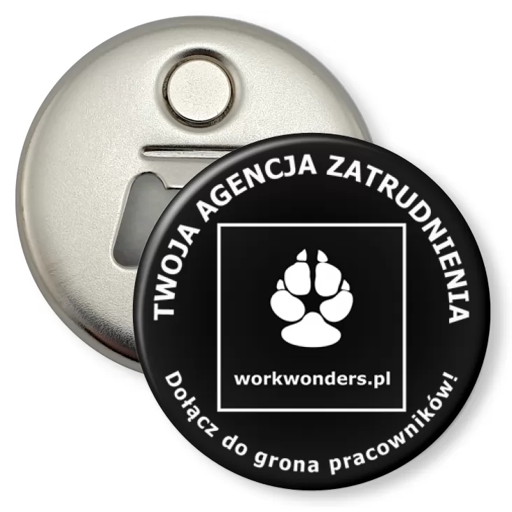 przypinka otwieracz-magnes workwonder.pl