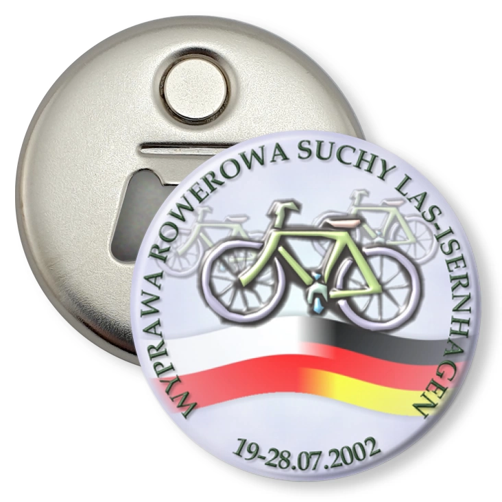 przypinka otwieracz-magnes Wyprawa Rowerowa Suchy Las - Isernhagen