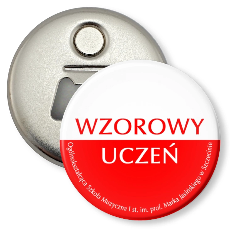 przypinka otwieracz-magnes Wzorowy Uczeń