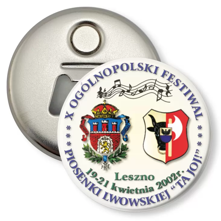 przypinka otwieracz-magnes X Ogólnopolski Festiwal Piosenki Lwowskiej Ta Joj!