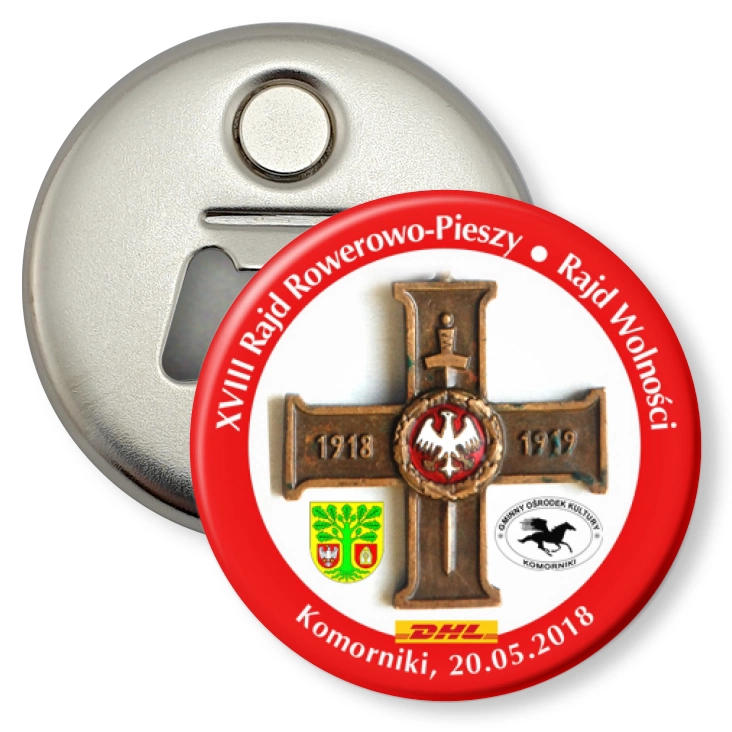 przypinka otwieracz-magnes XVIII Rajd Rowerowo-Pieszy