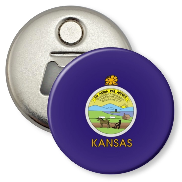 przypinka otwieracz-magnes kansas