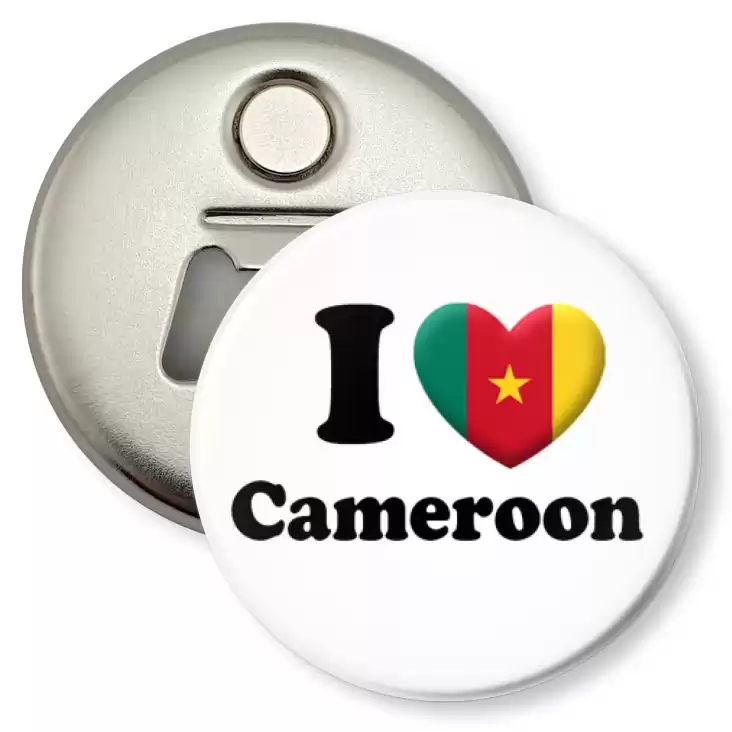 przypinka otwieracz-magnes I love Cameroon