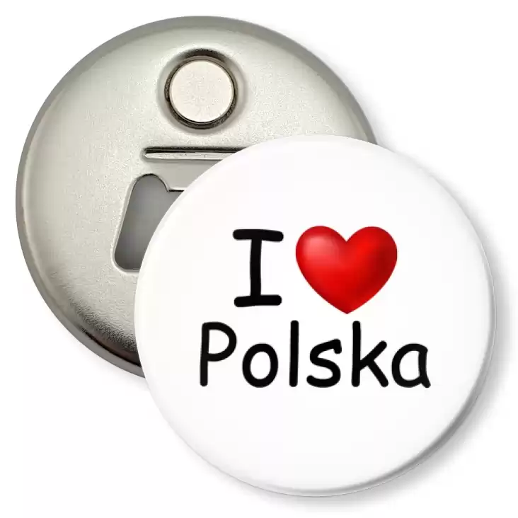 przypinka otwieracz-magnes I love Polska