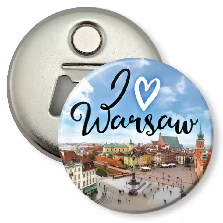 przypinka otwieracz-magnes I love Warsaw