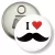 Przypinka otwieracz-magnes I love moustache