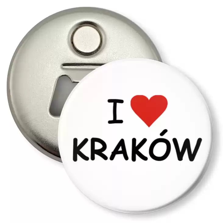 przypinka otwieracz-magnes I love Kraków