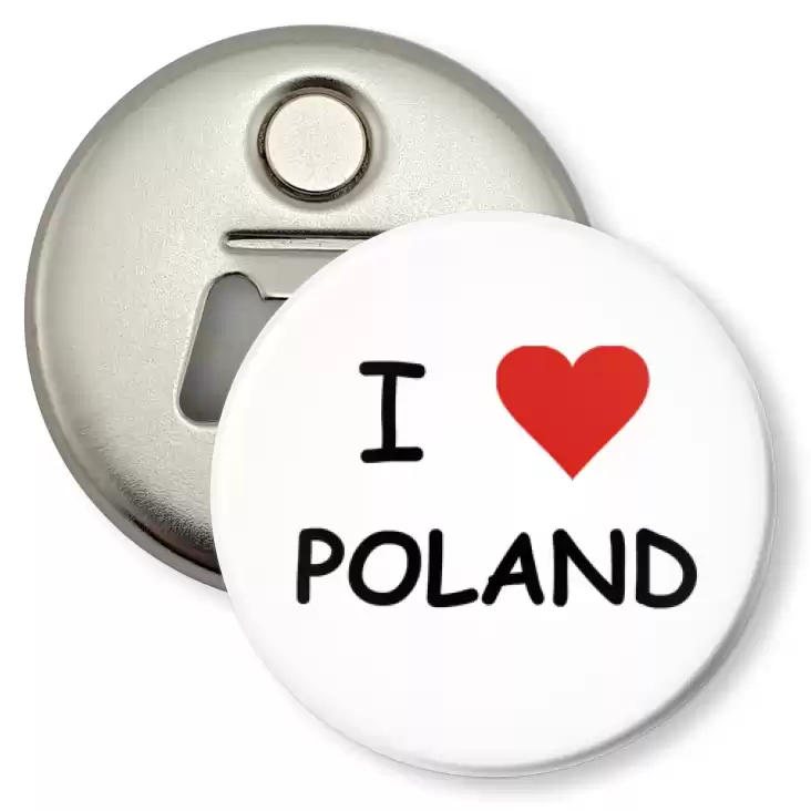 przypinka otwieracz-magnes I love Poland