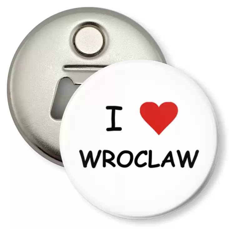 przypinka otwieracz-magnes I love Wrocław