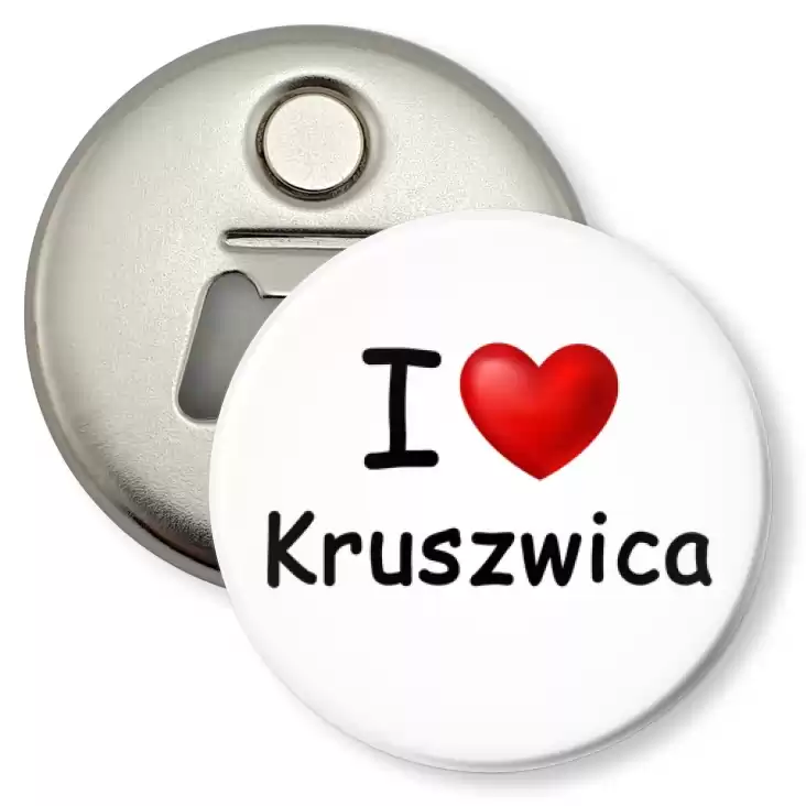 przypinka otwieracz-magnes I love Kruszwica
