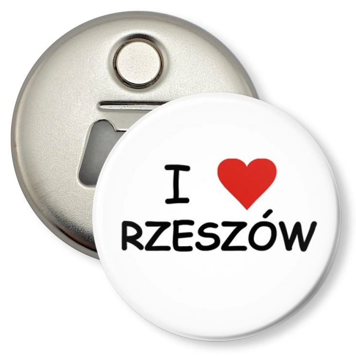 przypinka otwieracz-magnes I love Rzeszów