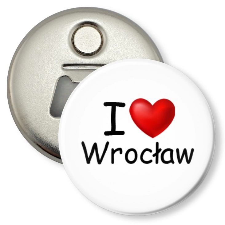 przypinka otwieracz-magnes I love Wrocław