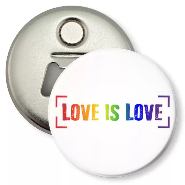 przypinka otwieracz-magnes LGBT love is love