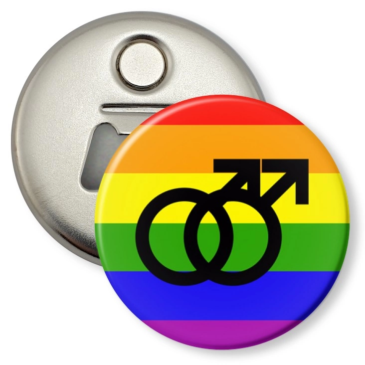 przypinka otwieracz-magnes Para mężczyzn - symbole