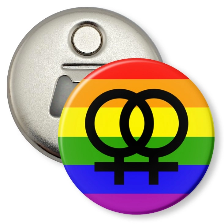 przypinka otwieracz-magnes Para kobiet - symbole