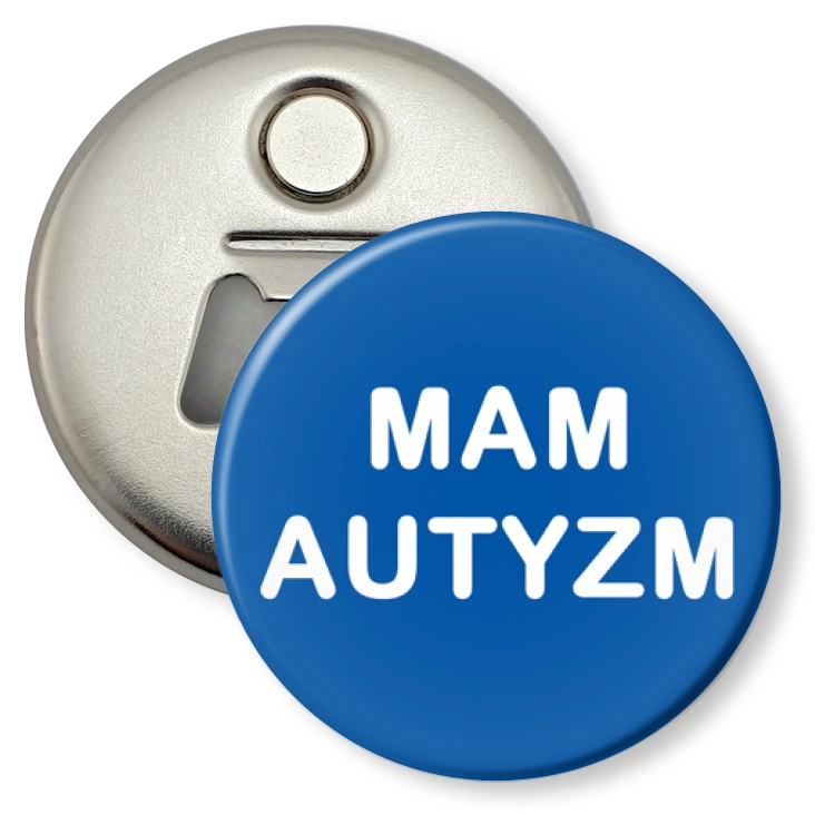 przypinka otwieracz-magnes Mam autyzm