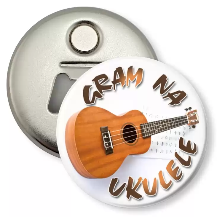 przypinka otwieracz-magnes Gram na ukulele