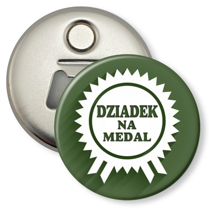 przypinka otwieracz-magnes Dziadek na medal