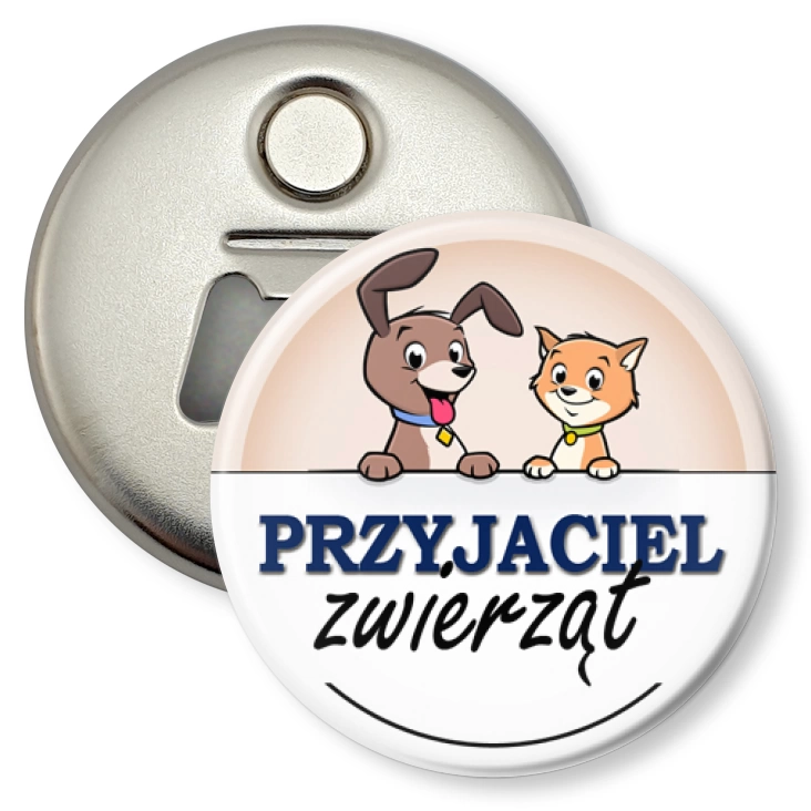 przypinka otwieracz-magnes Przyjaciel zwierząt kotek i piesek