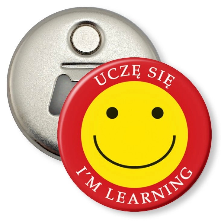 przypinka otwieracz-magnes Uczę się I am learning