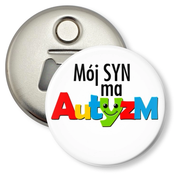 przypinka otwieracz-magnes Mój syn ma autyzm