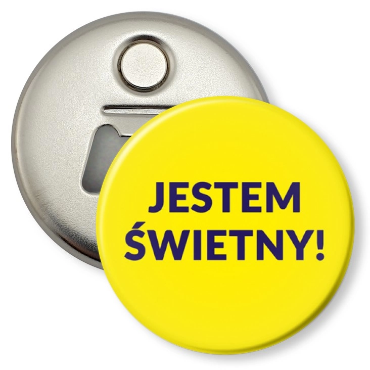 przypinka otwieracz-magnes Jestem Świetny!