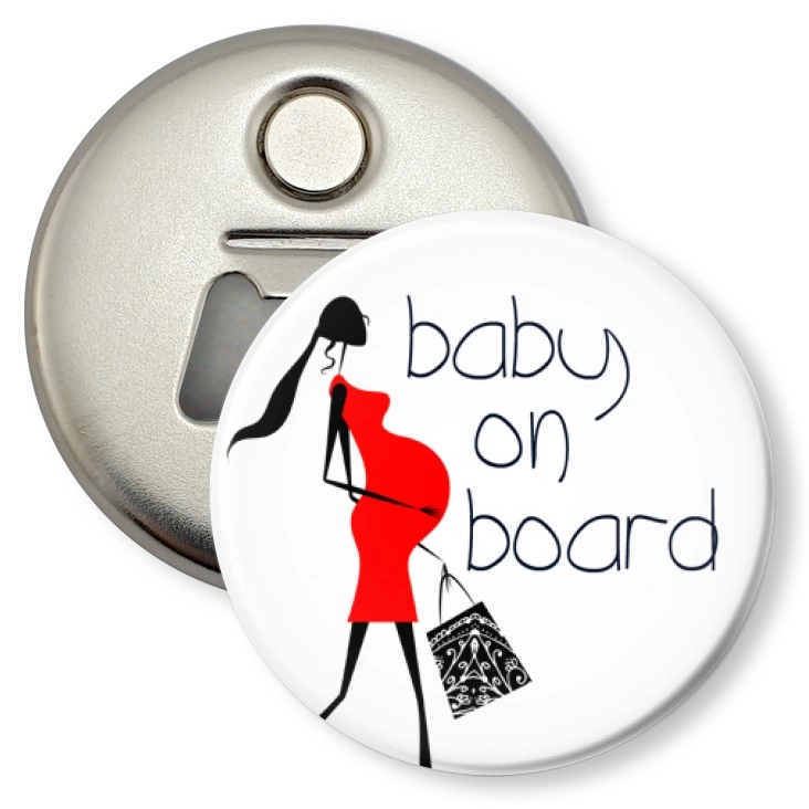 przypinka otwieracz-magnes Baby on board