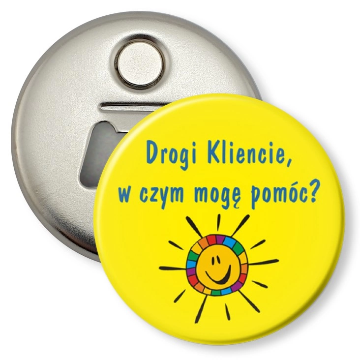 przypinka otwieracz-magnes W czym mogę pomóc? Słoneczko