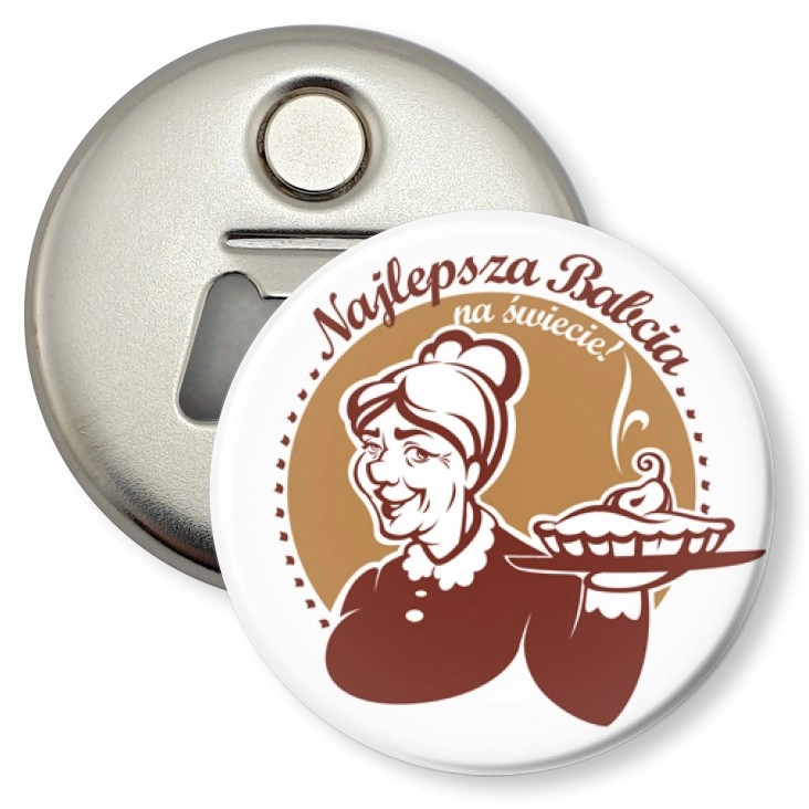 przypinka otwieracz-magnes Najlepsza Babcia na świecie