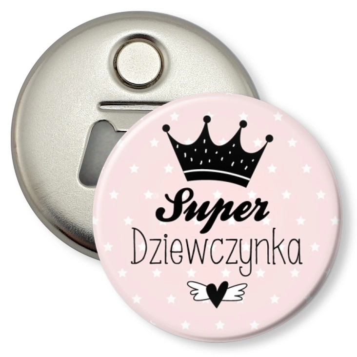 przypinka otwieracz-magnes Super Dziewczynka