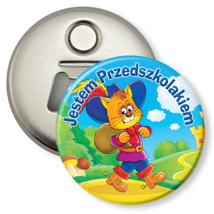 przypinka otwieracz-magnes Kot w butach