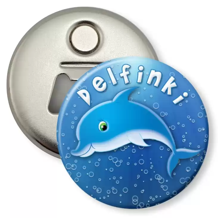 przypinka otwieracz-magnes Delfinki