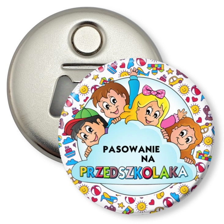 przypinka otwieracz-magnes Pasowanie na Przedszkolaka