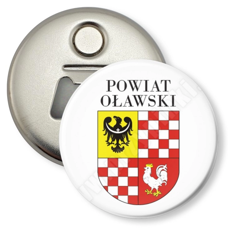 przypinka otwieracz-magnes Powiat Oławski