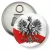 Przypinka otwieracz-magnes Orzeł Polski na tle flagi państwowej