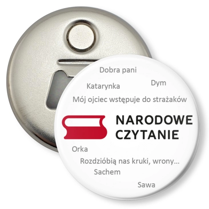 przypinka otwieracz-magnes Narodowe czytanie