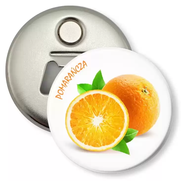 przypinka otwieracz-magnes Pomarańcza