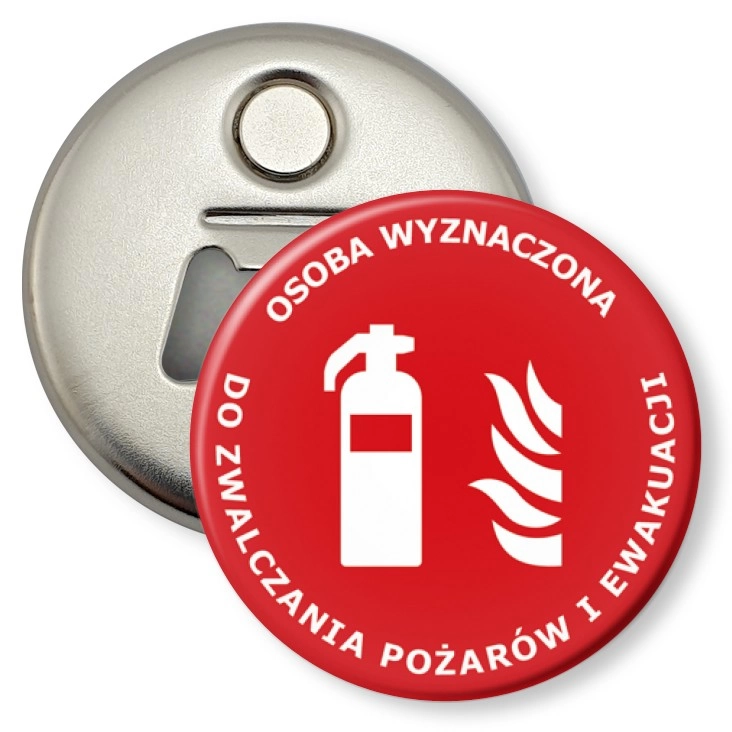 przypinka otwieracz-magnes Osoba wyznaczona do zwalczania pożarów i ewakuacji