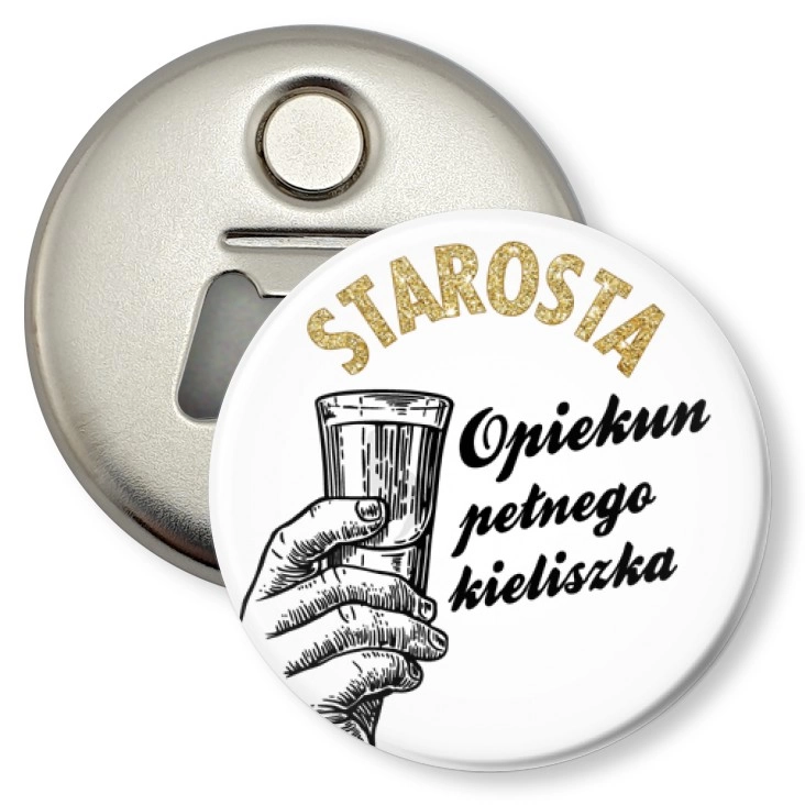 przypinka otwieracz-magnes Starosta