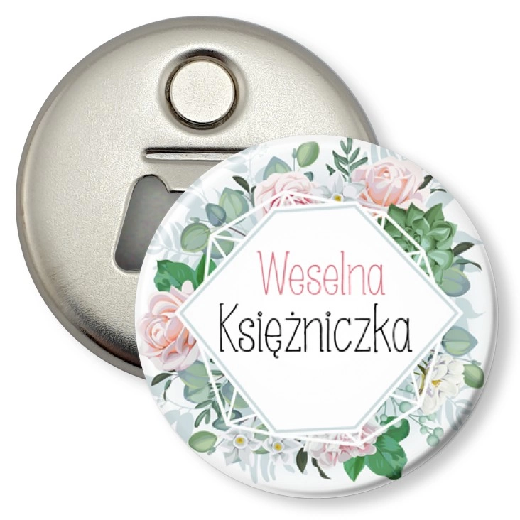 przypinka otwieracz-magnes Weselna Księżniczka