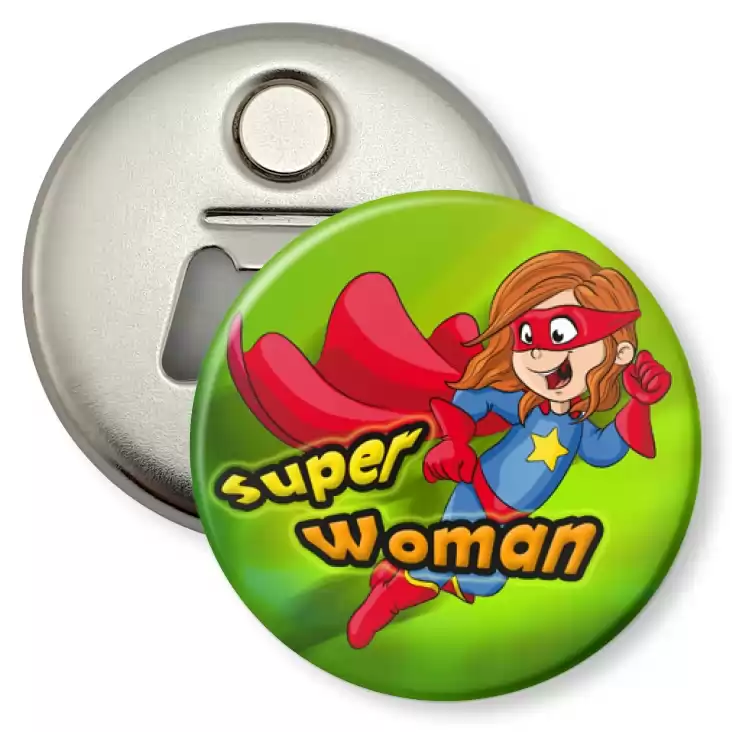 przypinka otwieracz-magnes Super Woman