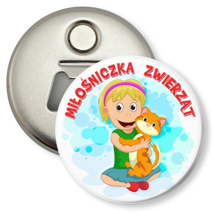 przypinka otwieracz-magnes Miłośniczka zwierząt