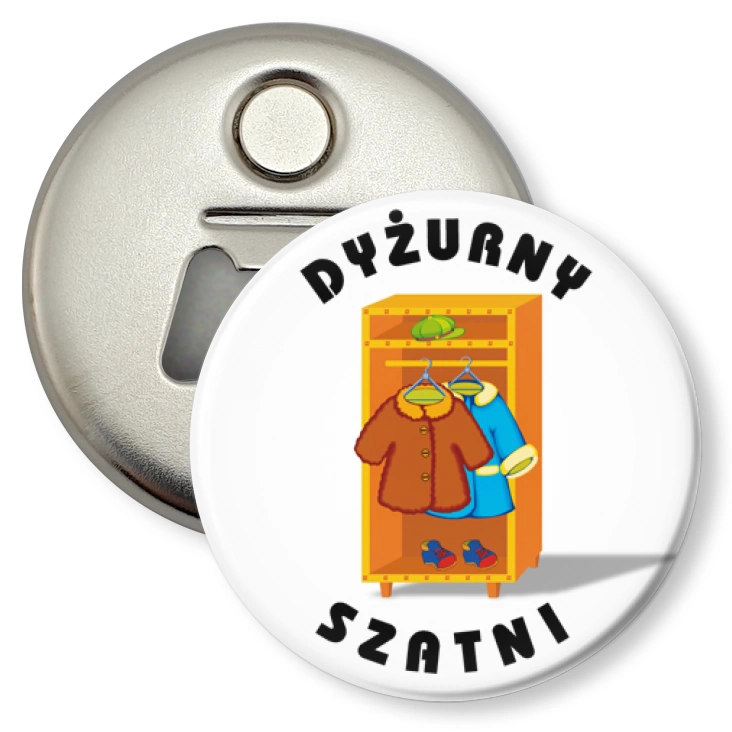 przypinka otwieracz-magnes Dyżurny szatni