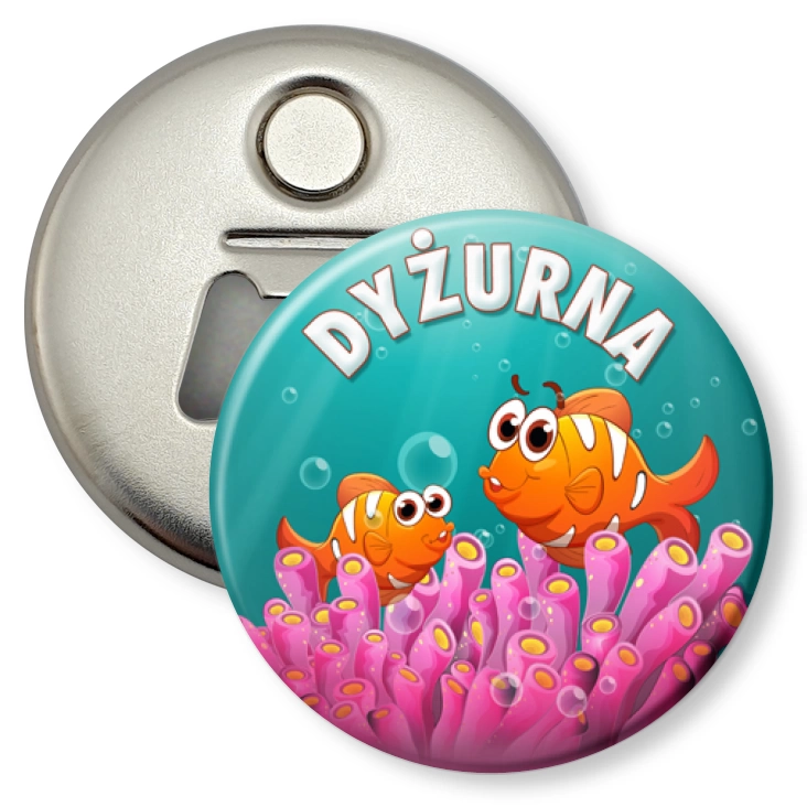 przypinka otwieracz-magnes Dyżurna rybki